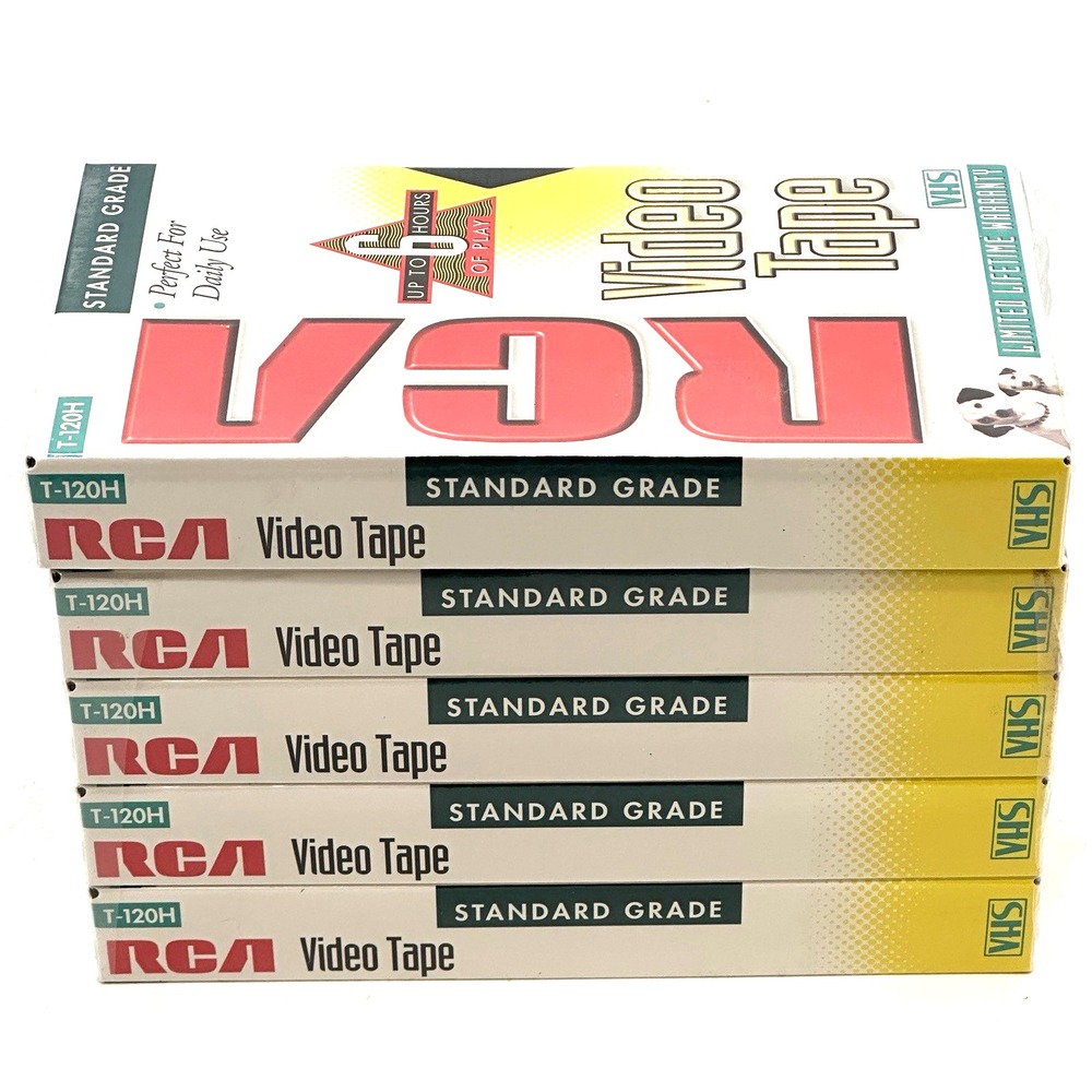 Lot of 5 RCA T-120H Standard Grade Blank VHS Tapes Sealed New Old Stock VCR